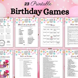 Printable Teen Girl Birthday Game Bundle, 16th Birthday Party Games, 13th Birthday Teen Tween Games,  Teenage party, Sleepover Slumber Party