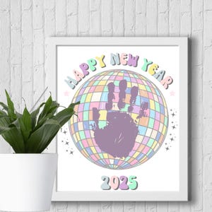 2025 New Years Handprint Art, New Year Craft, Kids Handprint Art Craft, Art for children, Keepsake Art, New Year Craft Idea, Printable Art