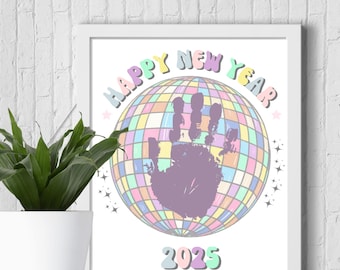 2025 New Years Handprint Art, New Year Craft, Kids Handprint Art Craft, Art for children, Keepsake Art, New Year Craft Idea, Printable Art