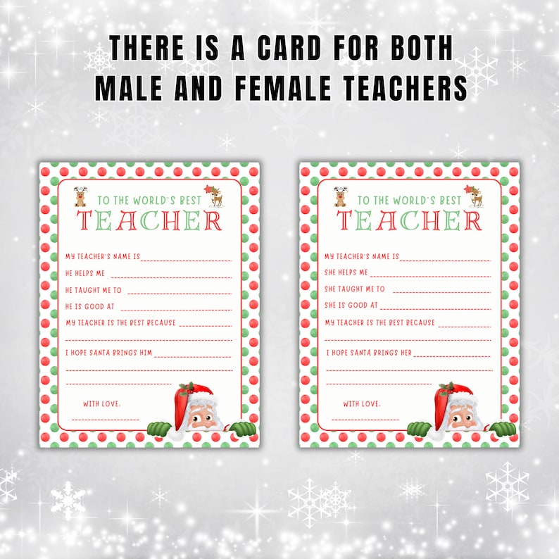 Printable Teacher Christmas Card Gift Teacher Gift Card Etsy UK