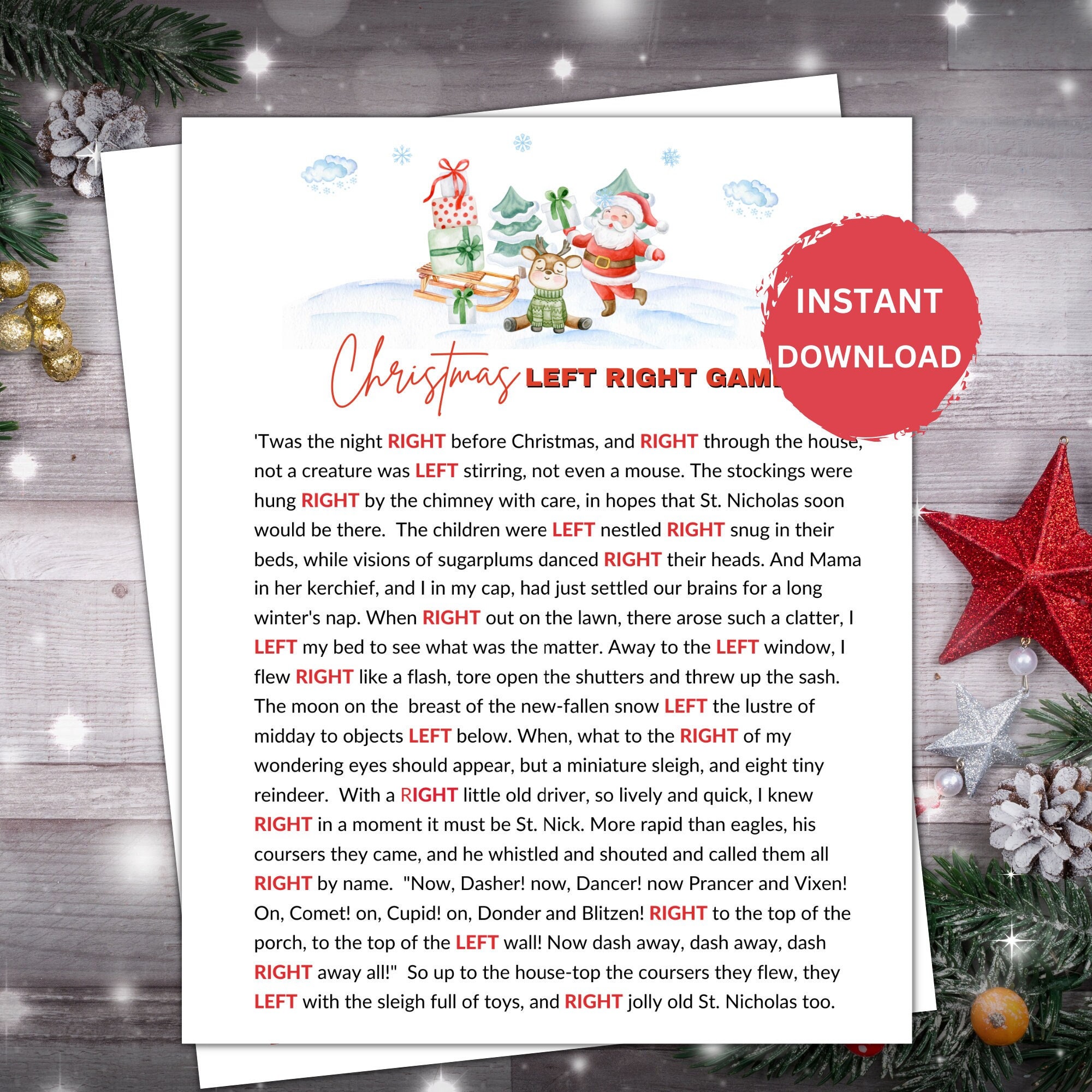 Christmas Left Right Game, Christmas Games Printable, Family Christmas ...