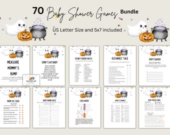 Halloween Baby Shower Game Bundle, BABY is brewing Shower Game Pack, Halloween Little Boo Baby Shower Game, Fall Ghost baby shower Printable
