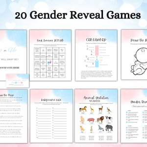 Gender Reveal Games Bundle, Pink and Blue theme, Gender Reveal party games, baby shower games, Baby Shower Activities, Gender reveal ideas