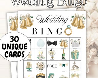 30 Hochzeitsbingo-Spiele, Hochzeitsspaß, Empfangsbingokarten, druckbares Hochzeitsdusche-Spiel, Hochzeitstisch, Bachelorette Spiel, Kinderaktivität