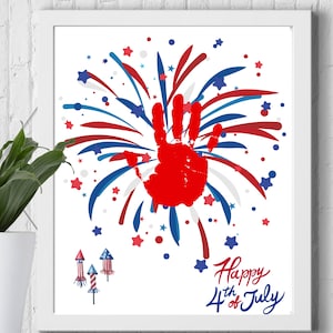 4th of July Handprint Activity, Fourth of July Printable, Happy 4th,  Daycare Preschool Toddler Activity, Happy 4th of July Kids Activity