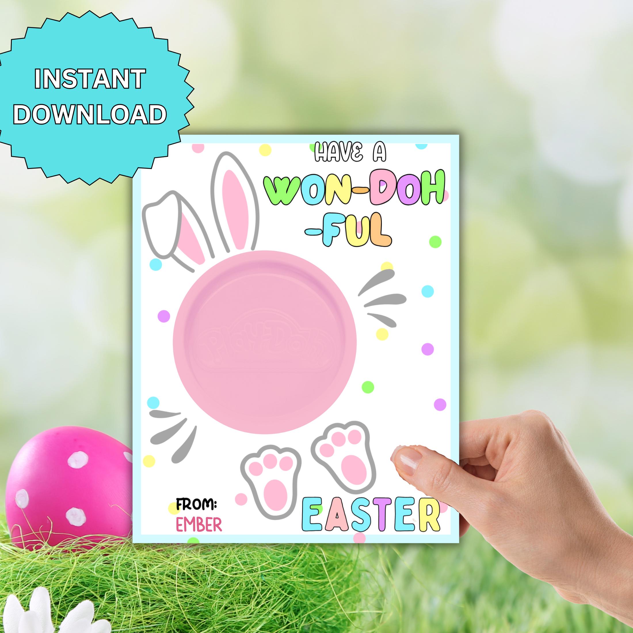 Easter PlayDough Gift Card, Kid Printable Easter Play Dough Party Favor, Classroom Gift Exchange, Easter Basket Gift for Children, Non candy