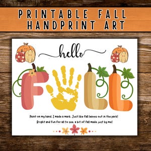 FALL Handprint Footprint Art, Fall Autumn Craft, Kids Art Craft, Fall art poem for children, Keepsake Art Handprint Footprint fall DIY craft