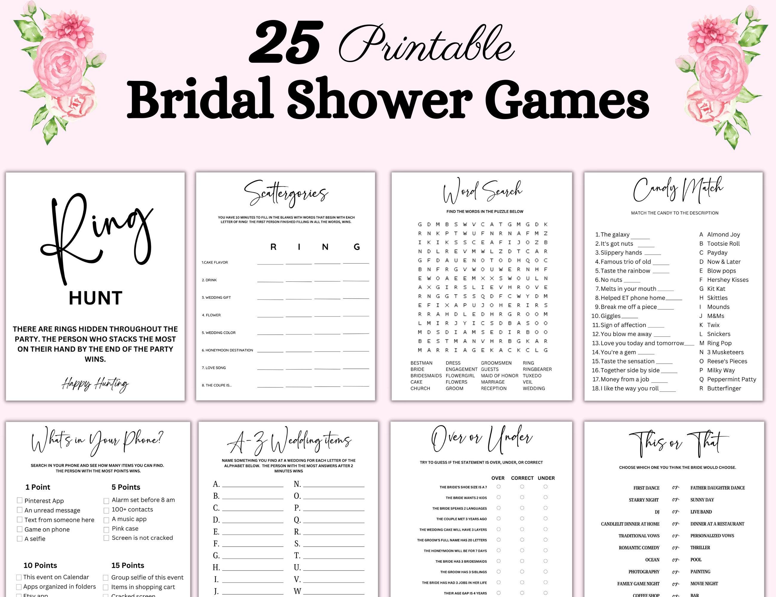 Bridal Shower Game Cards - 30-Pack 5x7 Inch Thick Cardstock Games For Wedding, Engagement & Bachelorette Parties - View #12