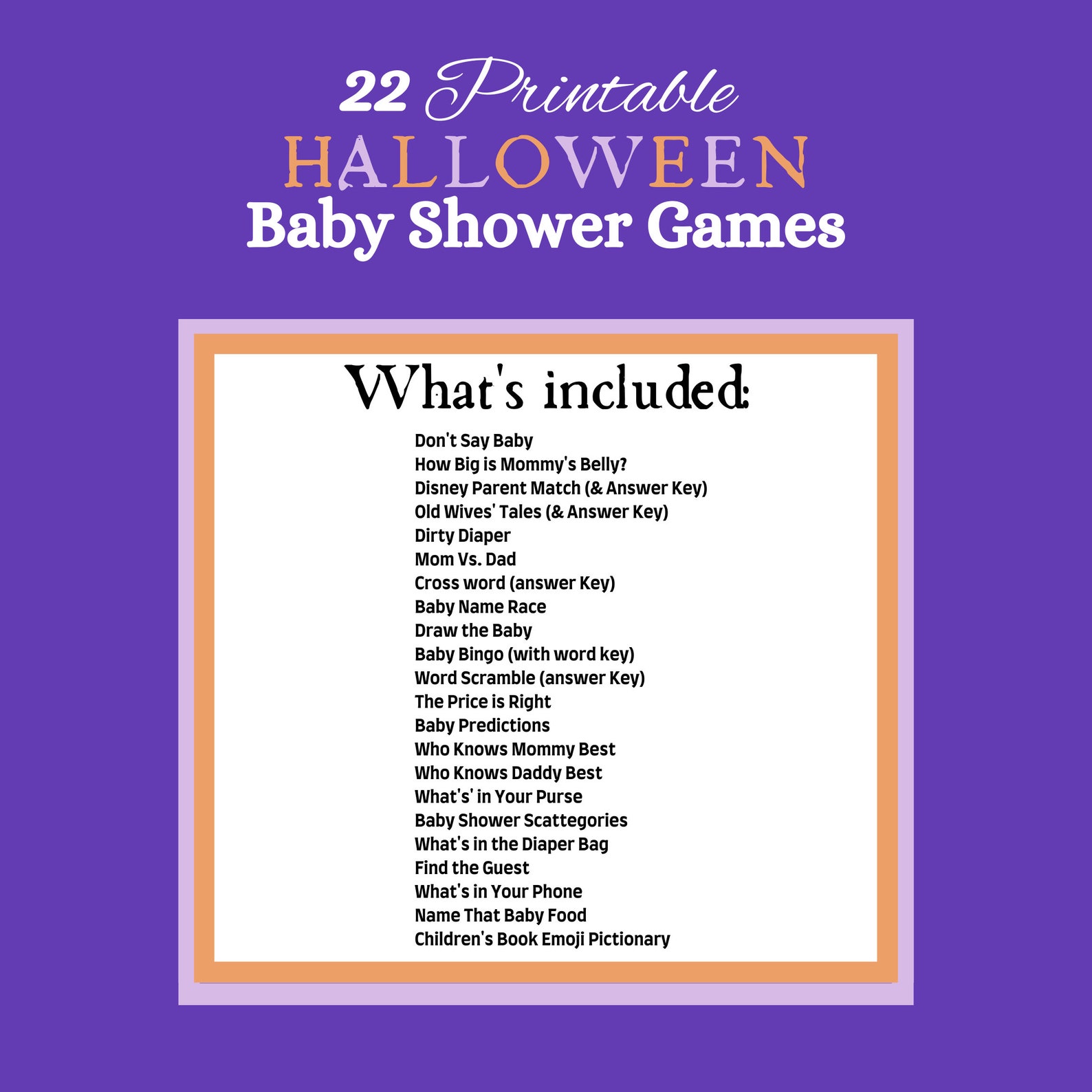 22 Printable Halloween Baby Shower Games to Keep Your Guests - Etsy