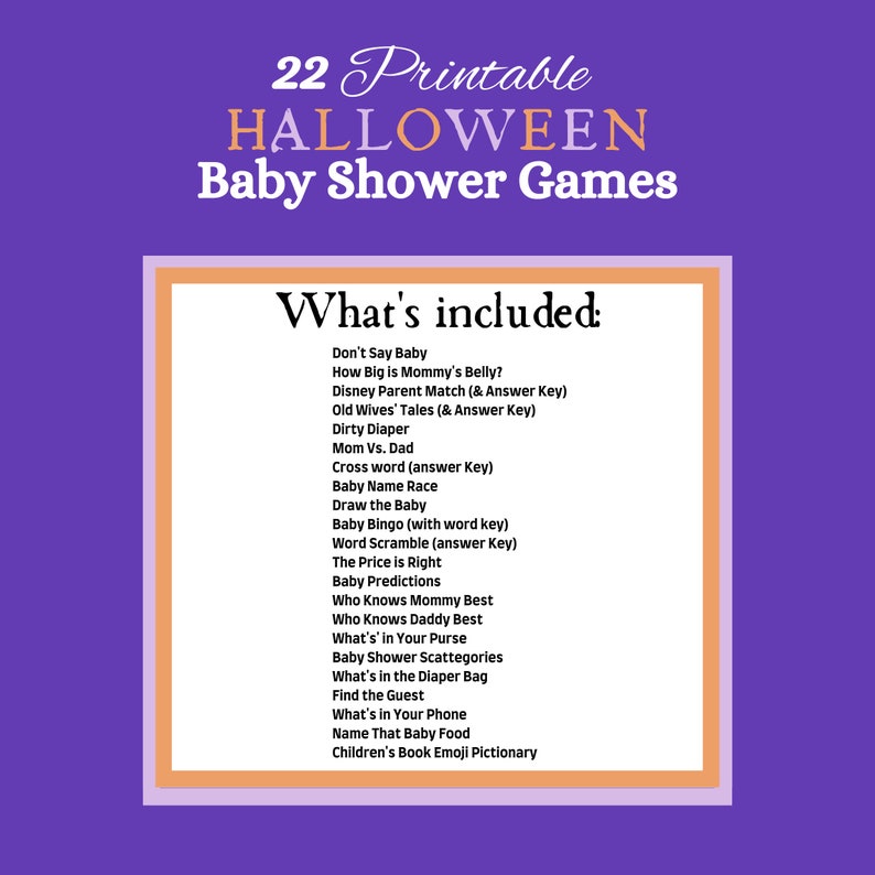 22 Printable Halloween Baby Shower Games to Keep Your Guests - Etsy