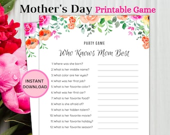 Mother's Day Game Bundle, Printable Kids Activity (PDF)