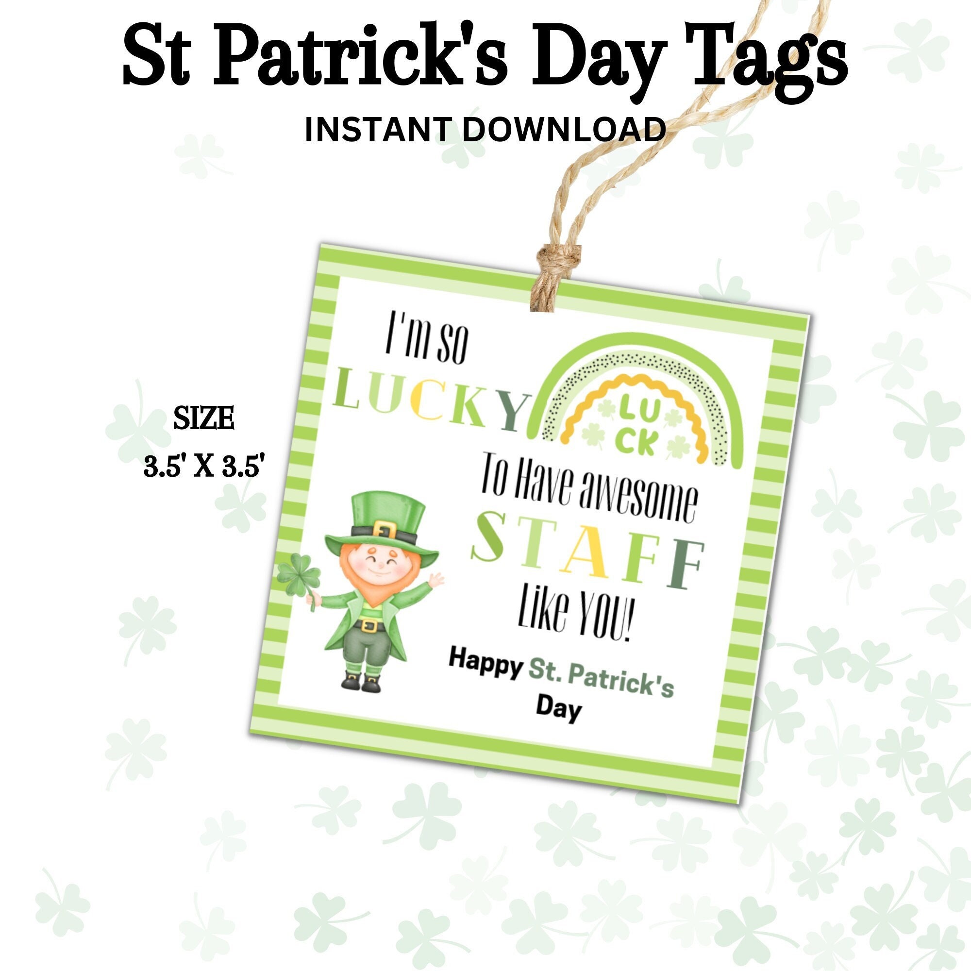 St Patrick's Day Gift Tags, Printable Gift Tags, Kids Gift Tags, St ...