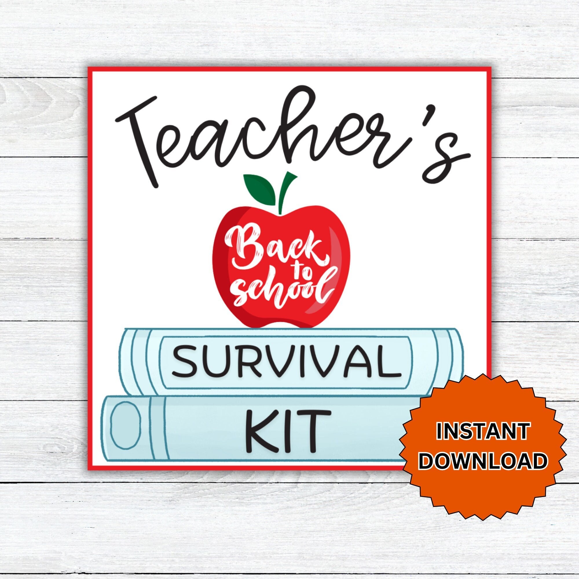 Teacher Survival Kit Gift Tag, Back to School Teacher gift, Teacher Survival gift, First Day Printable, First Week survival kit Gift