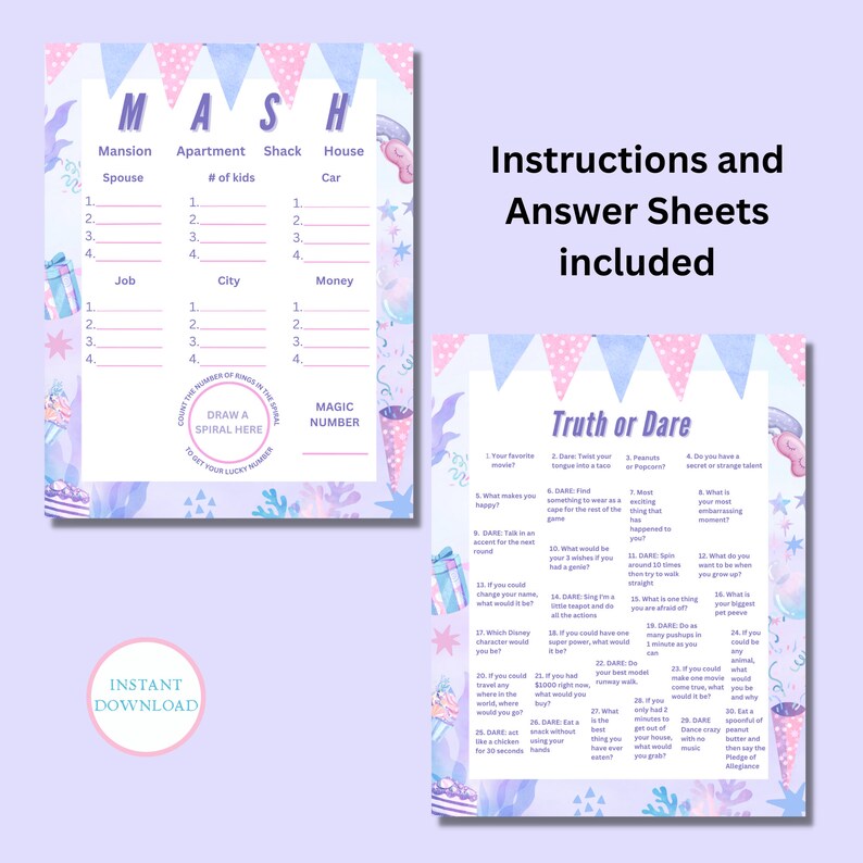 Printable Slumber Party Game Bundle, Party Activities Her, PURPLE Sleep ...