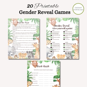 20 jeux de révélation de genre THÈME SAFARI parfait pour une fête de révélation ou une douche de bébé, révélation de genre, activités de jeux de douche de bébé image 6