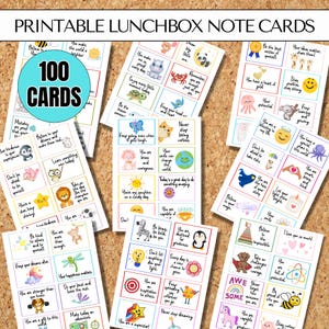 Cartes de correspondance imprimables pour boîte à lunch pour enfants, rentrée des classes, notes encourageantes, affirmations positives, téléchargement immédiat des notes de déjeuner