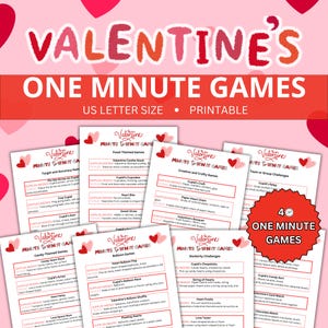 Valentine Minute to Win it Games, Valentine&#39;s Day One Minute Fun party Games, Valentine Printable Games Family Party Games For Adult or Kids