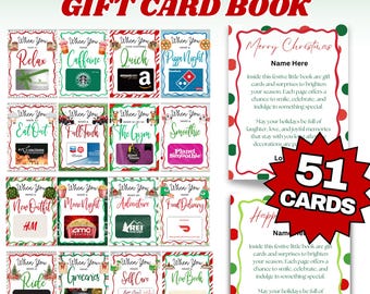 Christmas Gift Card Book, Christmas gift card book Christmas gift for teen, printable Teenage Christmas Present, Christmas gift for kids