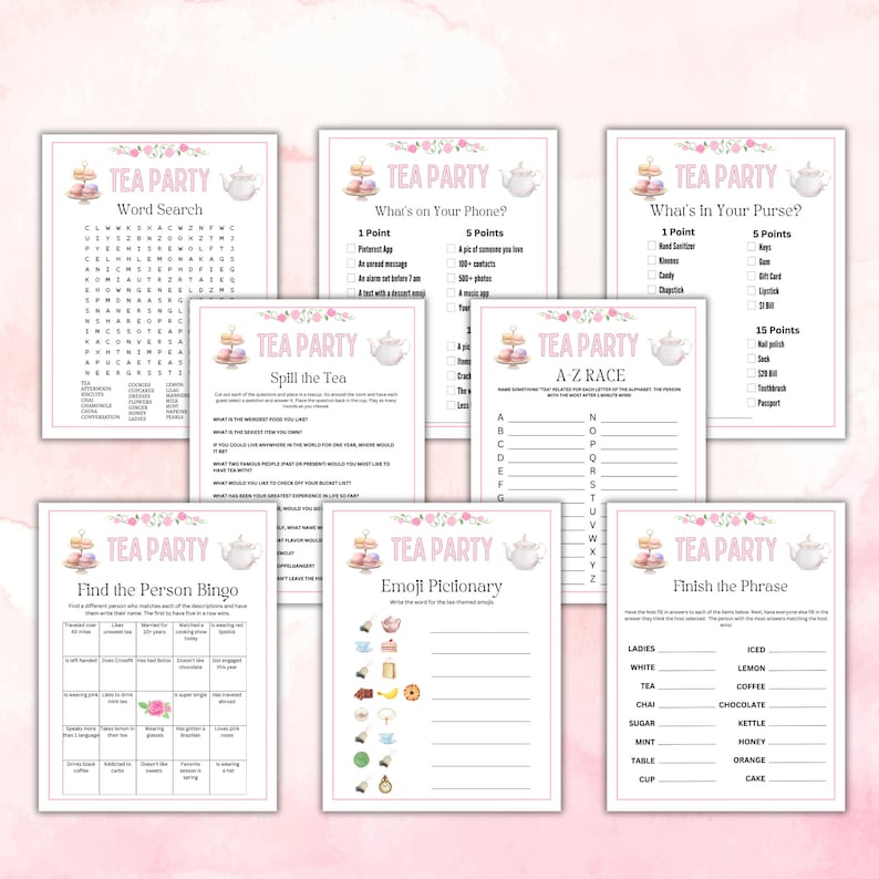 Tea Pictionary Tea Party Games, Tea Party Birthday, Tea Party Baby Shower, Tea Party ...