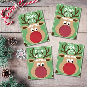 Kinder Weihnachtsspielkarten, Klasse Weihnachtsgeschenke Tags, bearbeitbare Doh-Karte, druckbare Rentier-Spielknete Mitbringsel, Kinderaktivität