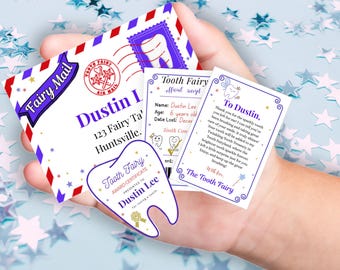 Editable Mini Boy Tooth Fairy Set, Tooth Fairy Blue Receipt & Letter with Envelope, Tooth Fairy Kit Lost Tooth Fairy Note, Digital Printable