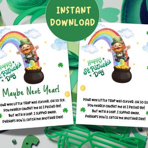 Carta para niños sobre cómo atrapar un duende, nota para el día de San Patricio, carta para imprimir sobre un duende, juego para atrapar duendes, juego para imprimir sobre el día de San Patricio
