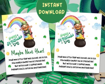 Catch a Leprechaun Letter to child, St Patricks Day Note, Printable Leprechaun Letter, Leprechaun trap game, Printable St Patricks Day Game