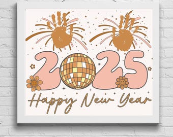 2025 New Years Handprint Art, New Year Craft, Kids Handprint Art Craft, Art for children, Keepsake Art, New Year Craft Idea, Printable Art