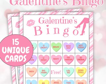 Galentine's Sassy Bingo game, Galentines Bingo Game, Girls Night Out, Galentines Game Activity, Adult Party Game, Sarcastic Valentines Day