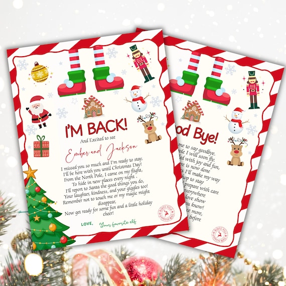 Editable Elf Arrival Letter, Return Letter, Christmas Elf I'm Back, Elf Welcome, Christmas Elf Goodbye Letter From Elf, Printable Template