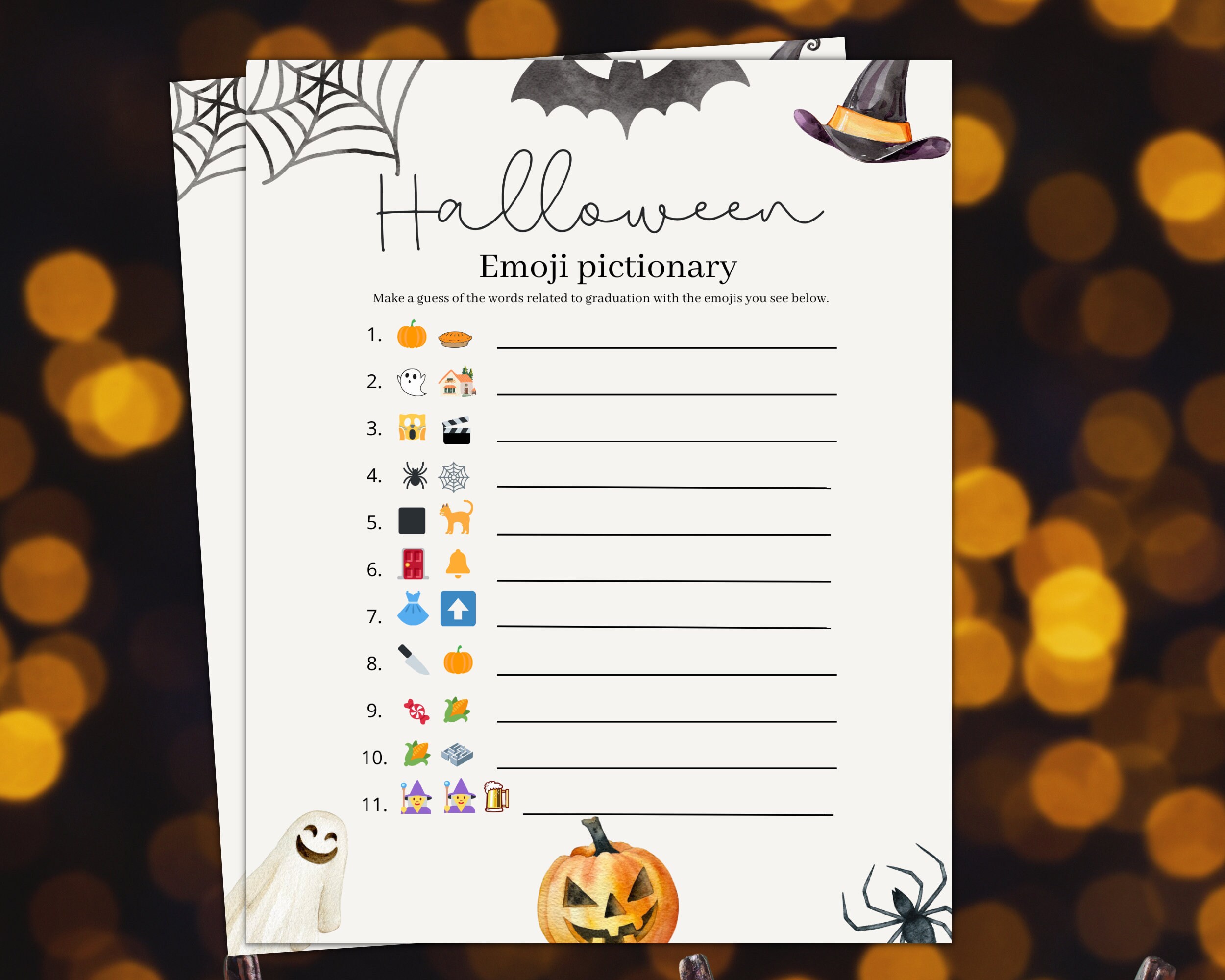 Halloween Party Game, Emoji, Halloween Party Activities, Halloween adult Party, Fall October party game, Halloween game printable