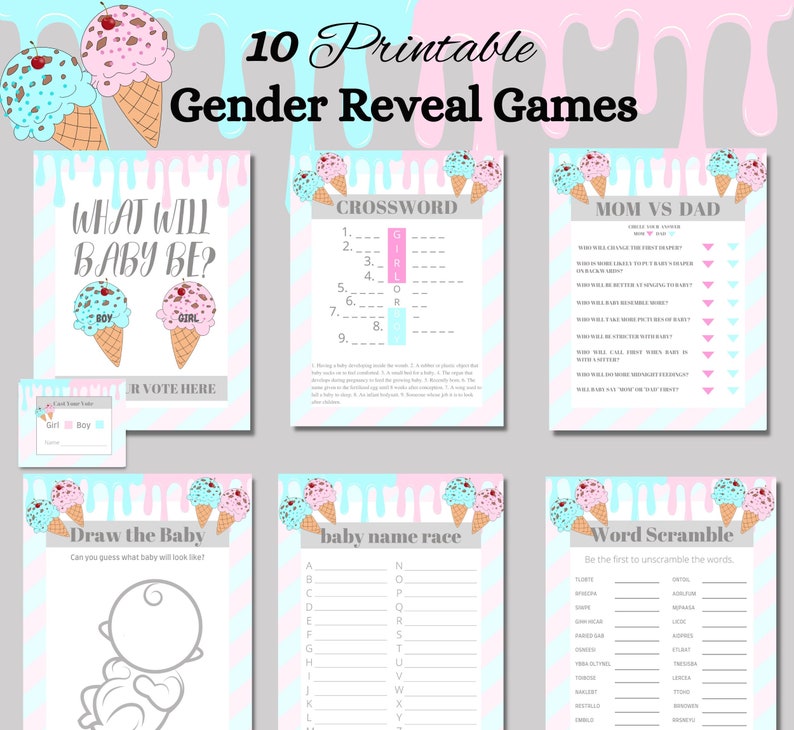 What's the Scoop Ice Cream Themed Gender Reveal Game Etsy