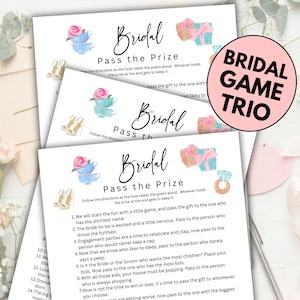 Pass the Prize Bridal Game Trio Bundle,  Pass the Prize Bridal Shower Game, Pass the Gift Poem, Bridal Poem Game, Bridal Shower Game