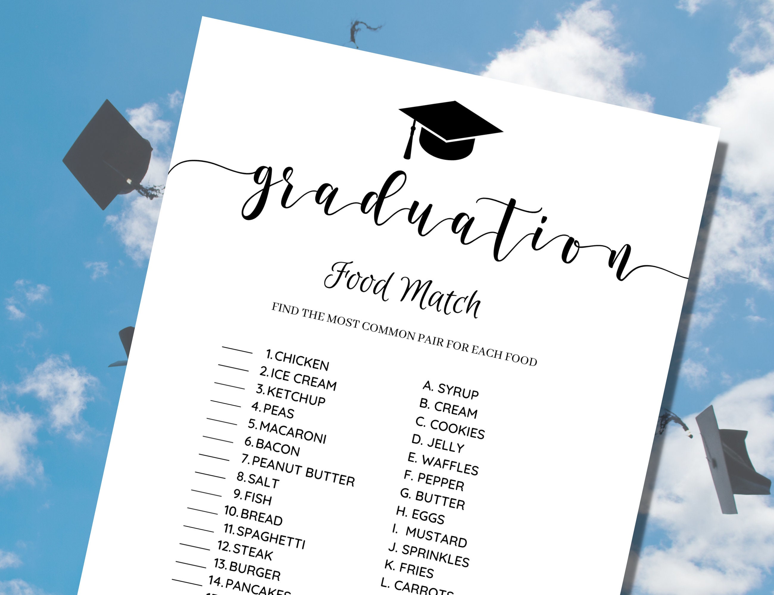 Printable Gradulation Games Printable Graduation Games, Food Match 2026 Graduation Games ...