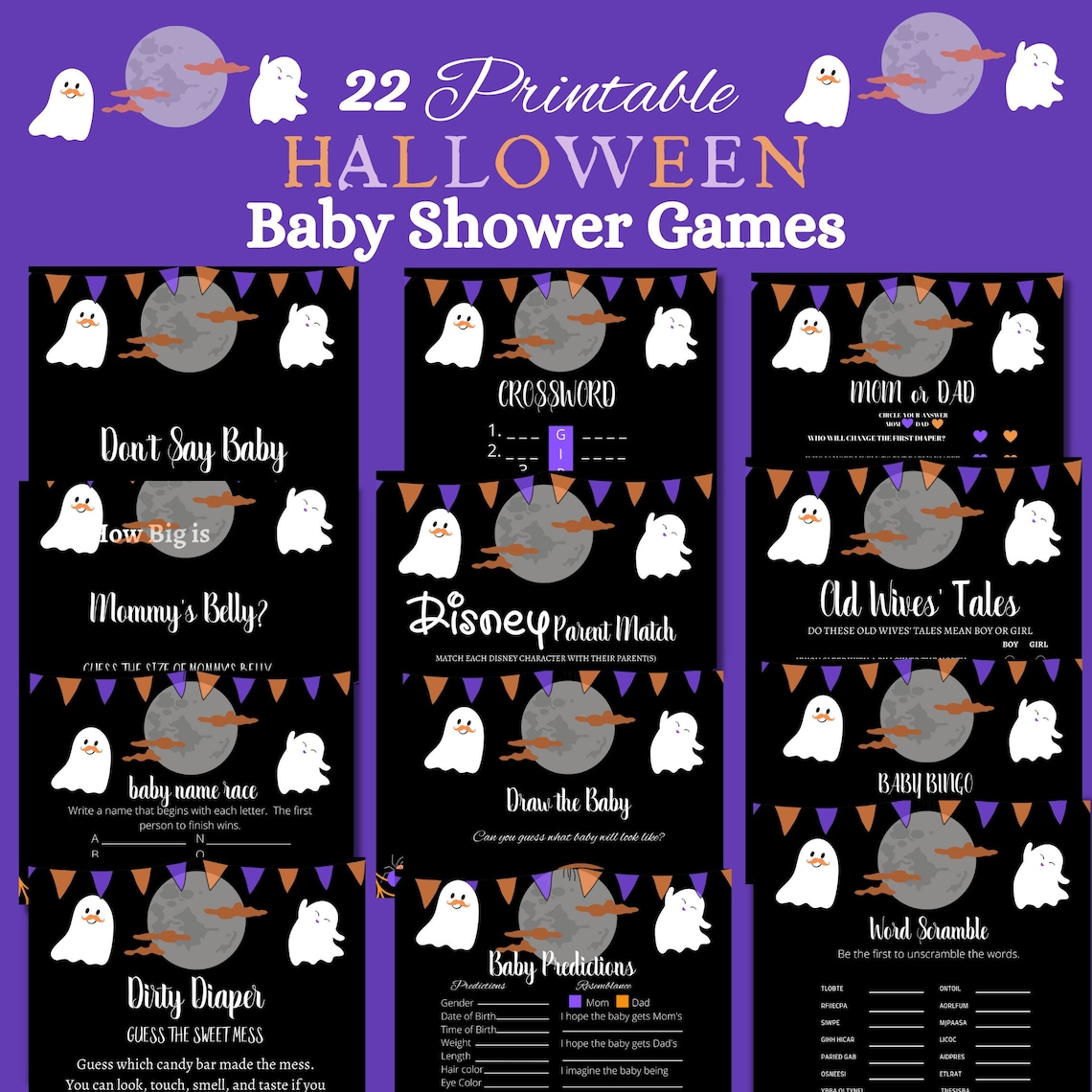 22 Printable Halloween Baby Shower Games to Keep Your Guests - Etsy