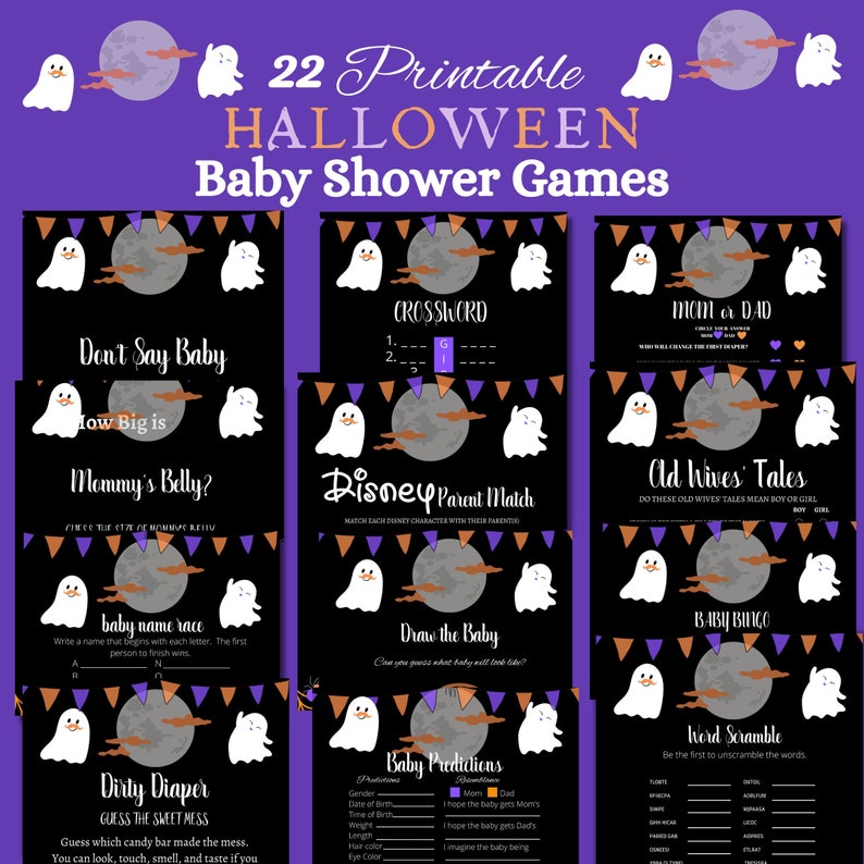 22 Printable Halloween Baby Shower Games to Keep Your Guests - Etsy