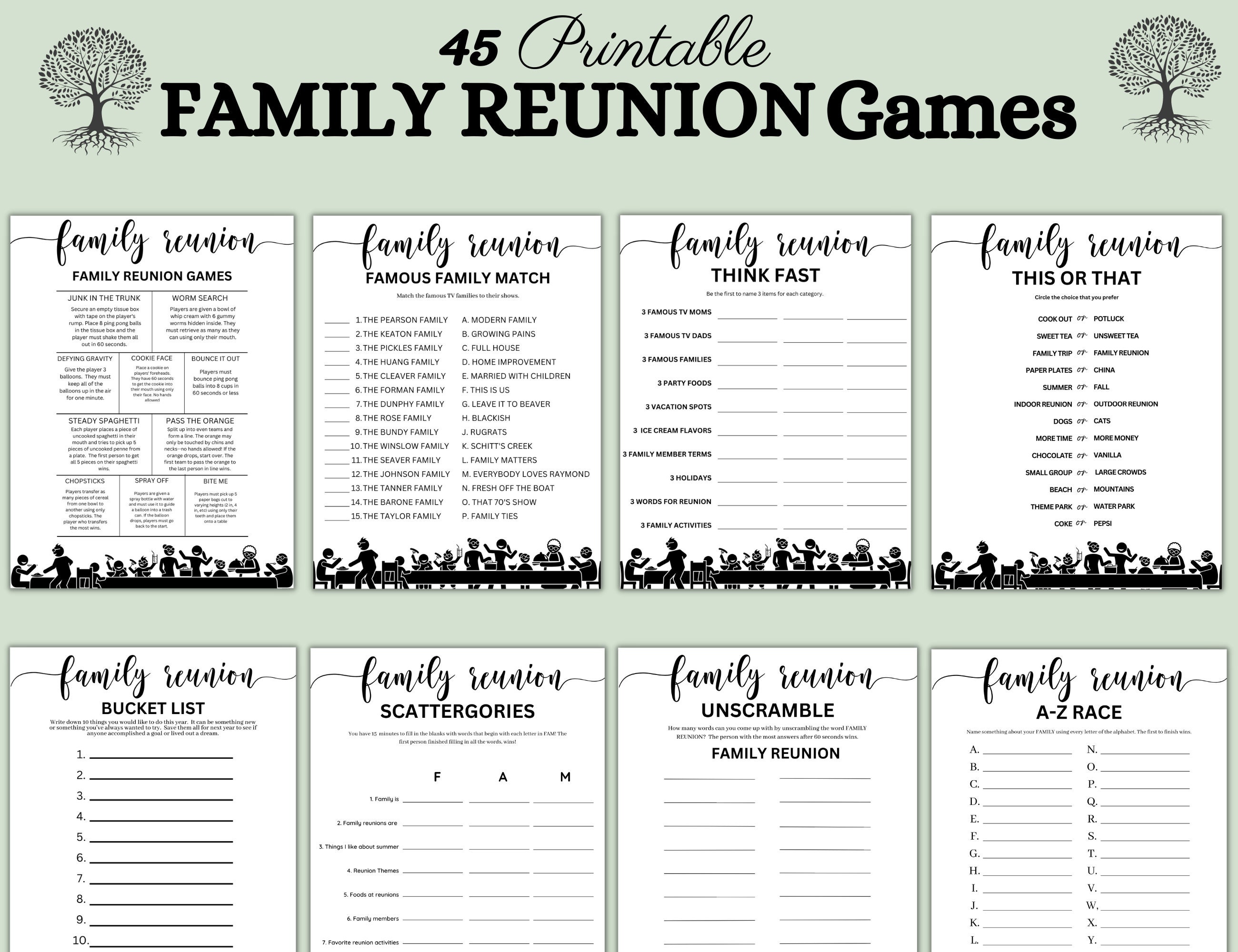 Family Reunion Game Bundle, Printable Family Games, Family Reunion ...