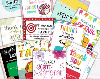 Teacher Appreciation Printable Gift Card Holder Bundle, 10 Teacher Gift Card, Teacher Thank You, End-of-Year Teacher Gift, Birthday Holidays