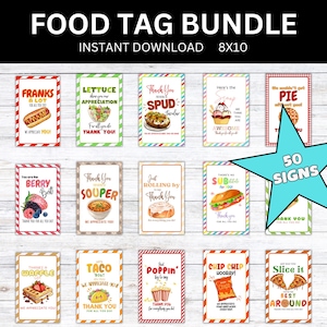50 Appreciation Food Tags, Staff Teacher Team Employee Appreciation Day Week Tag, Volunteer Coworker Gift, Nurse Thank You Treat Favor Tags
