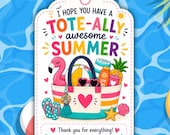 Teacher's Tote Gift Tag, Summer Thank You Tag,  End of Year Beach Printable Gift Card