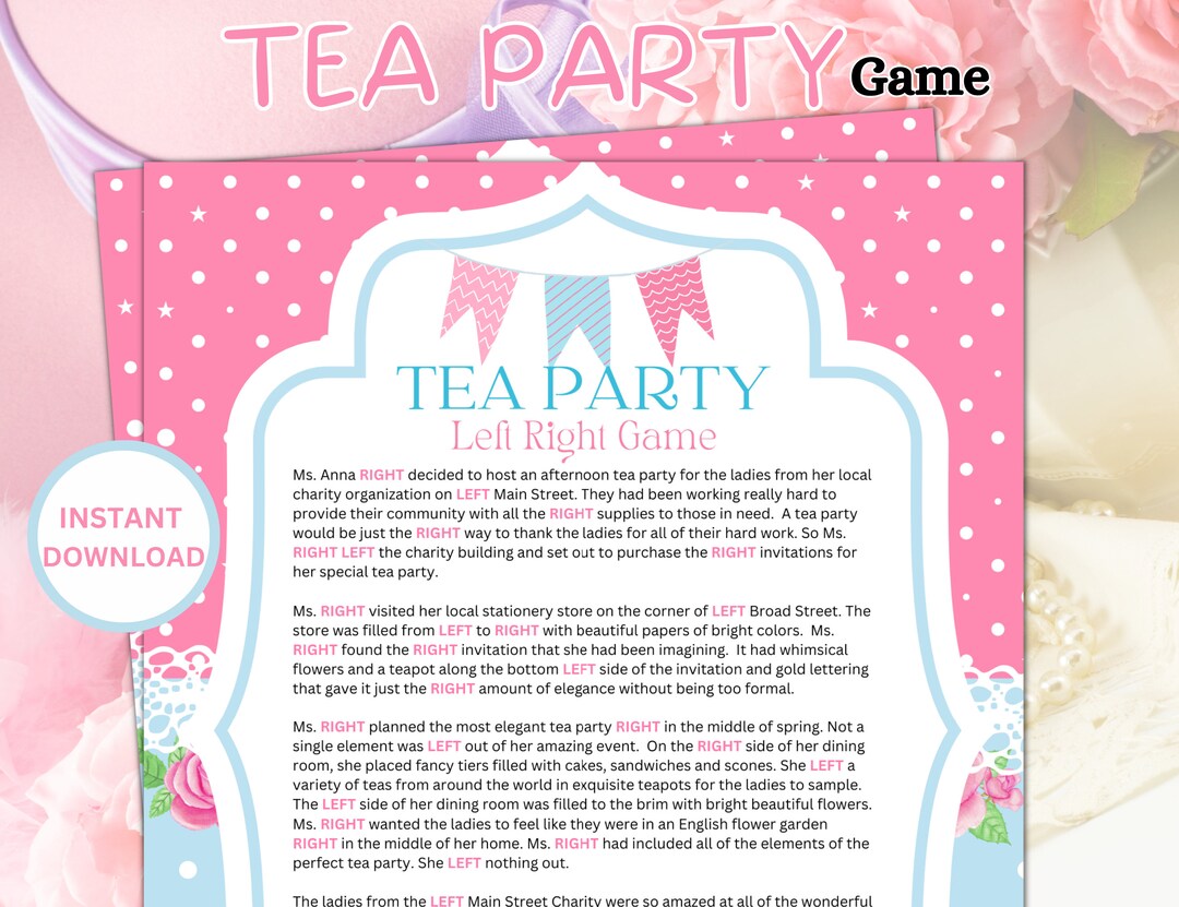 Printable Tea Party Game,tea Party Birthday,tea Party Baby Shower, Tea ...