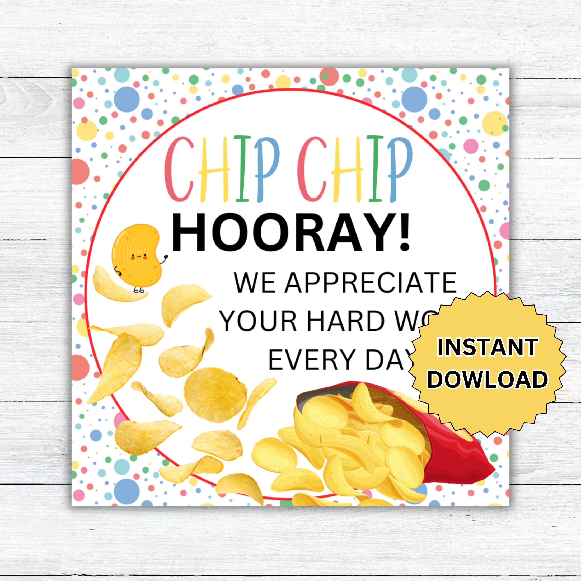 Appreciation Gift Tag, Chip Chip Hooray Teacher Appreciation, Staff Co worker Nurse Printable Download, School Kid Appreciation Gift