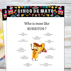 Cinco de Mayo Game, Cinco de Mayo Printable,  Cinco de Mayo Party Games, Cinco de Mayo Kids Adult Office School, Mexican Party Games