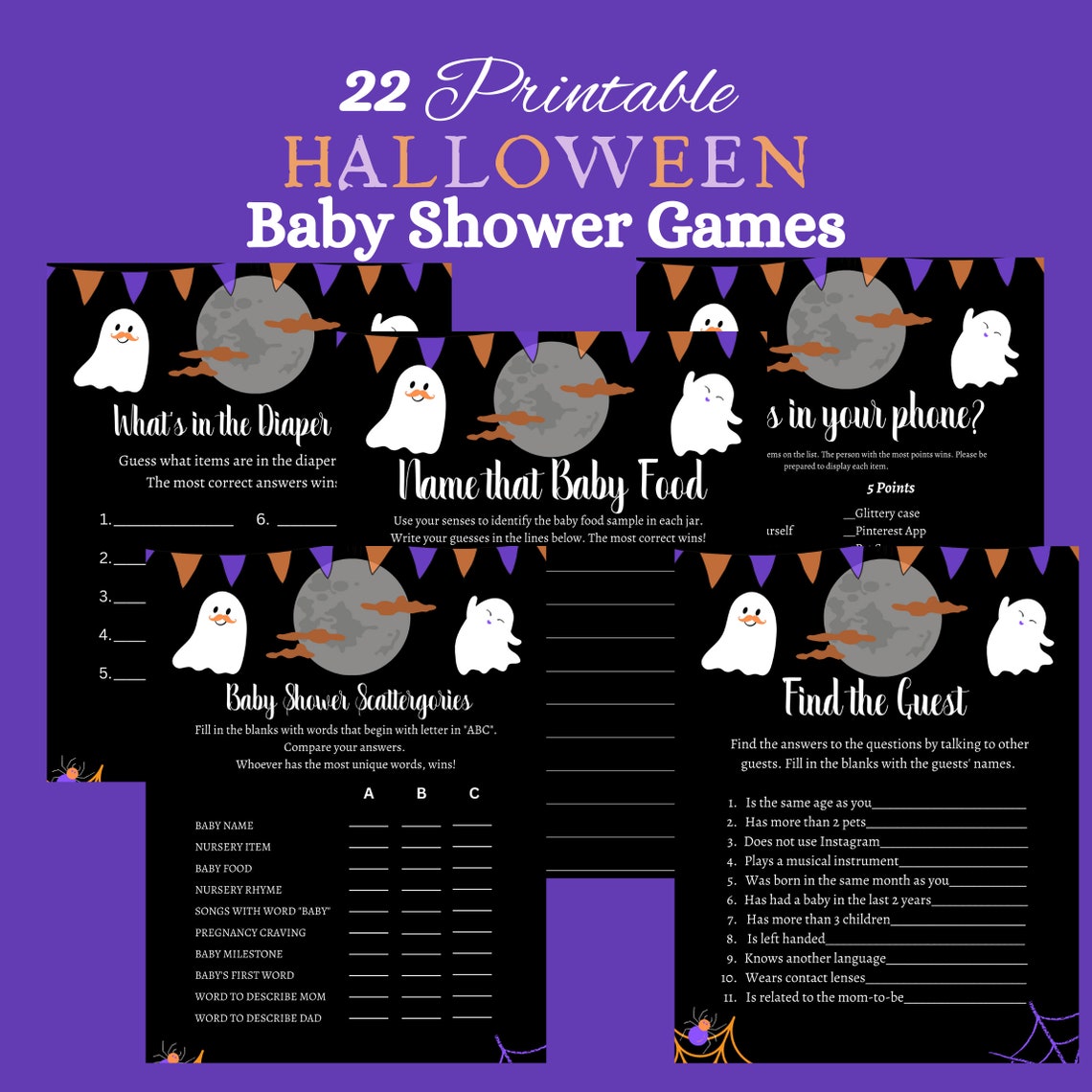 22 Printable Halloween Baby Shower Games to Keep Your Guests - Etsy