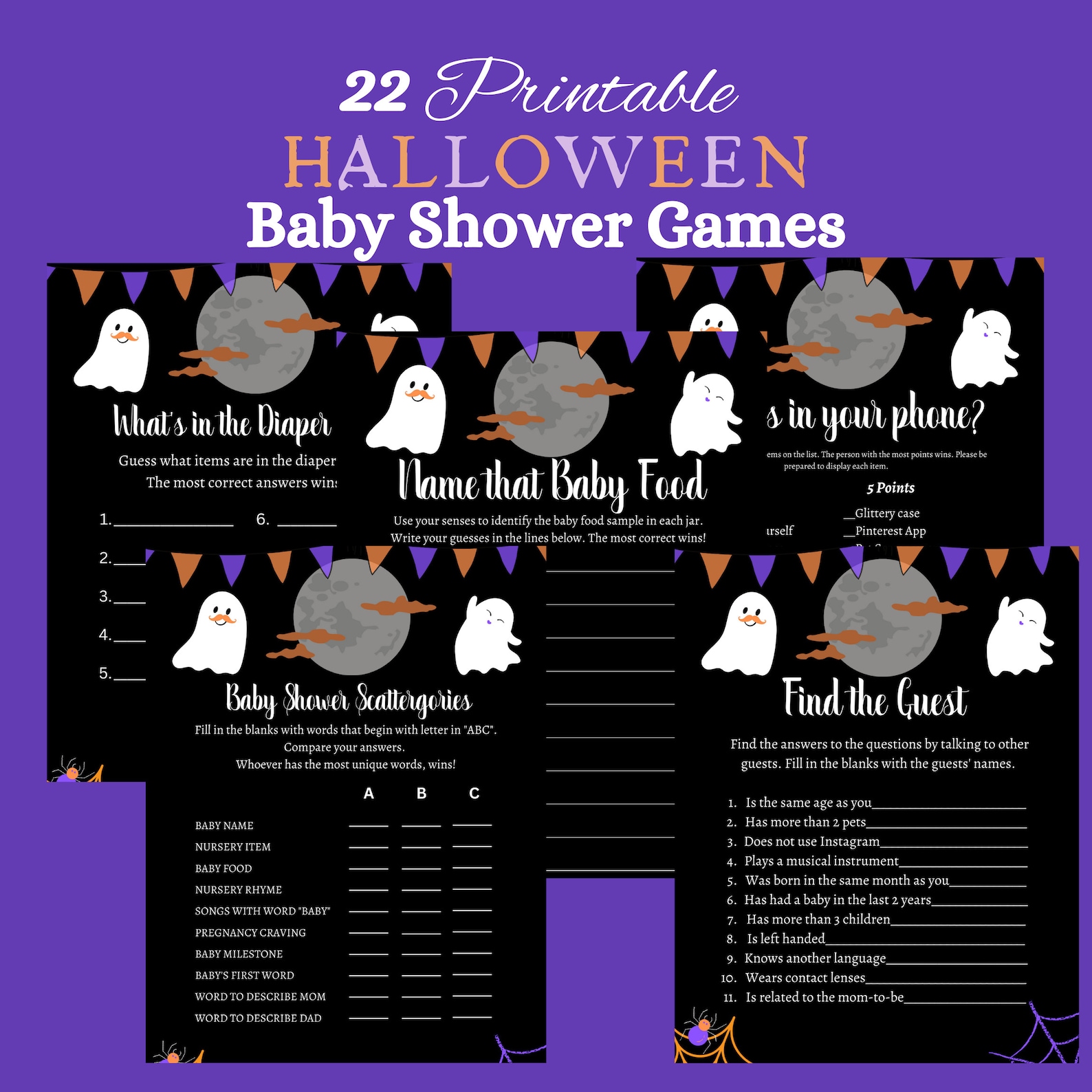 22 Printable Halloween Baby Shower Games to Keep Your Guests - Etsy