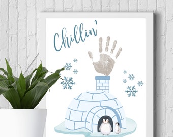 Winter Handprint Art , Winter Craft, Kids Handprint Art Craft, Art for children, Keepsake Art, Winter Craft Idea, Winter Printable Art