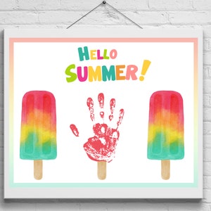 Summer Handprint Art, Summer Craft, Kids Handprint Art Craft, Summer art for children, Keepsake Art, Summer Craft Idea, Handprint Footprint