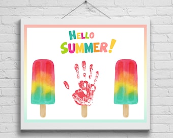 Summer Handprint Art, Summer Craft, Kids Handprint Art Craft, Summer art for children, Keepsake Art, Summer Craft Idea, Handprint Footprint