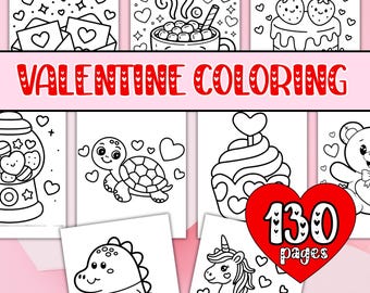 130 Valentine Coloring Pages, Valentines Day Coloring Book, Valentines Day Coloring Sheets, Valentines Coloring Cards, Printable Valentines