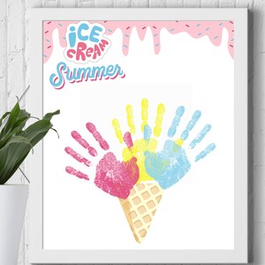 Summer Handprint Art, Summer Craft, Kids Handprint Art Craft, Summer art for children, Keepsake Art, Summer Craft Idea, Handprint Footprint